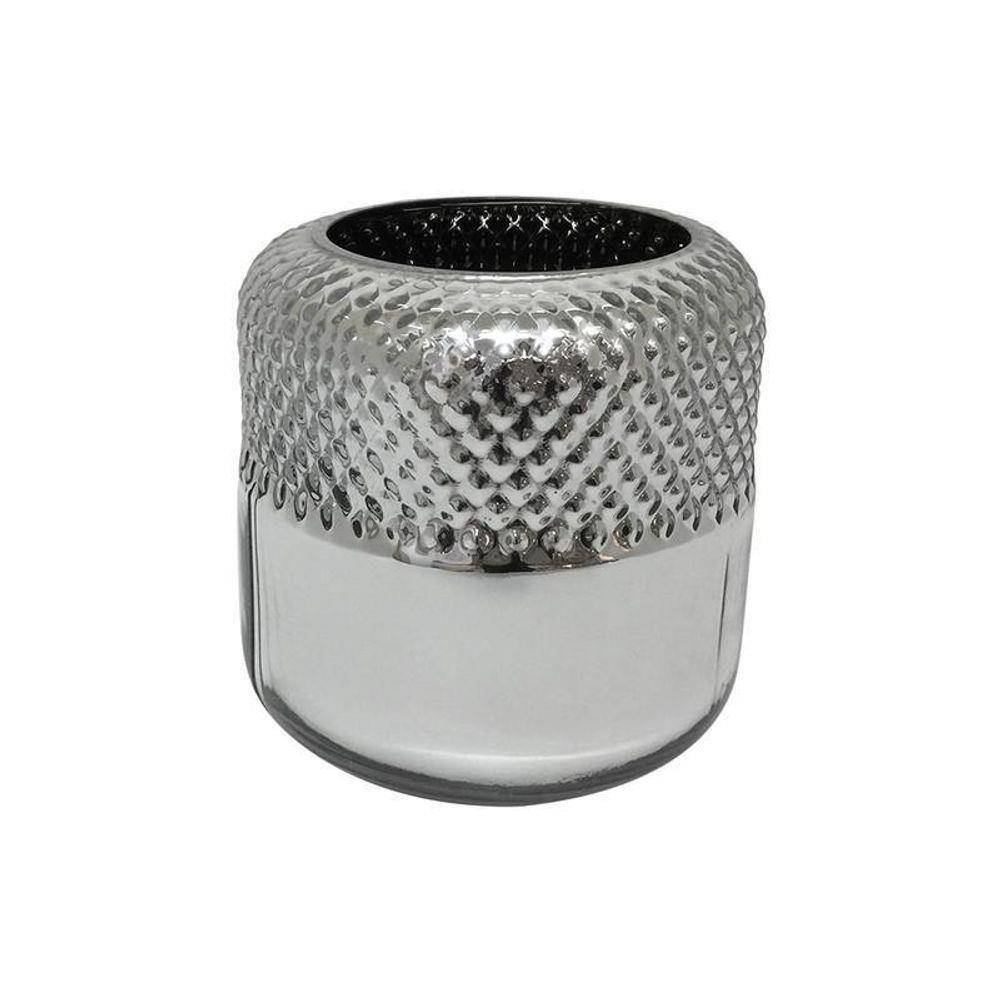 Vaso De Vidro Prata 15 X 13,5 X 13,5 Cm