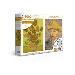 Quebra-Cabeça 2x 1000 Peças Retrato e Girassóis - Van Gogh - Toyster