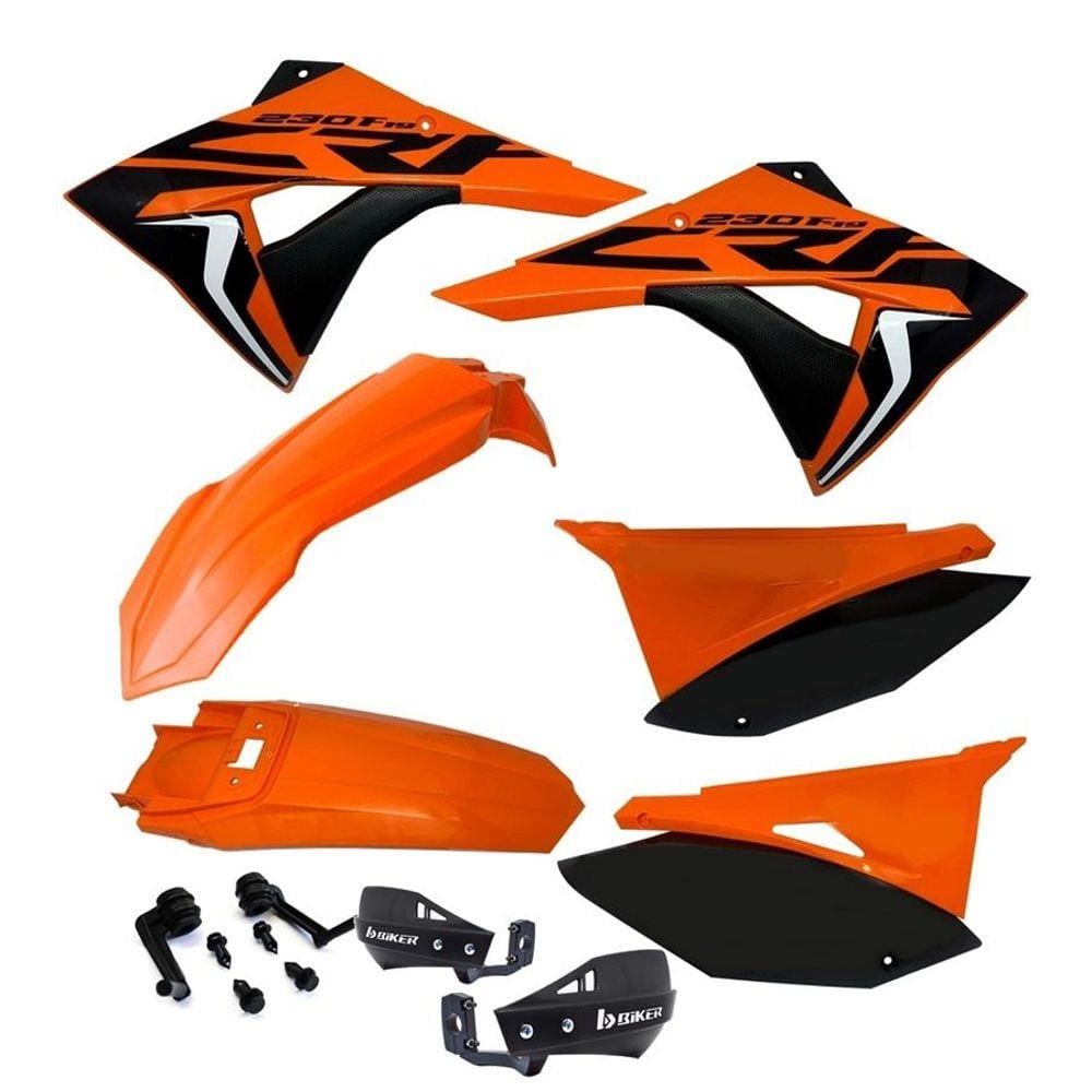 Kit Plástico Biker Elite Crf 230f Com Adesivos E Protetor Mão
