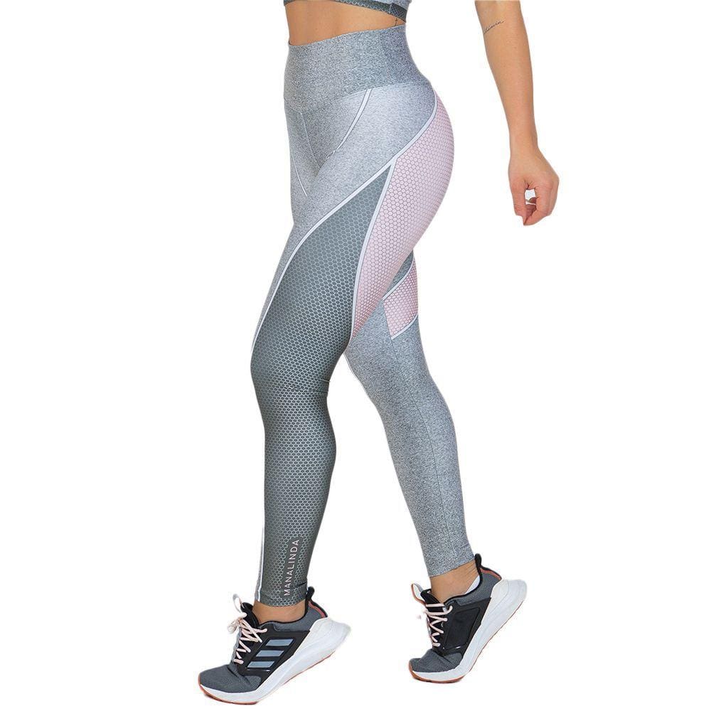 Legging Feminina Fitness Space Silver Cinza Rosa