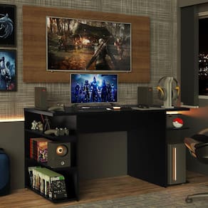 Mesa para Computador Gamer e Painel para TV até 50 Madesa - Preto/Rustic