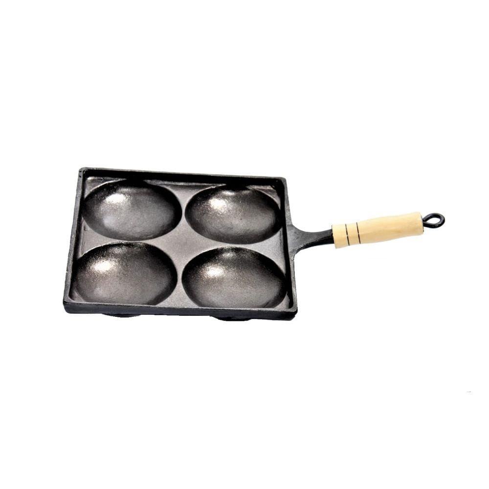 Frigideira Antiaderente 04 Ovo Quadrada Cabo Madeira 23x23cm