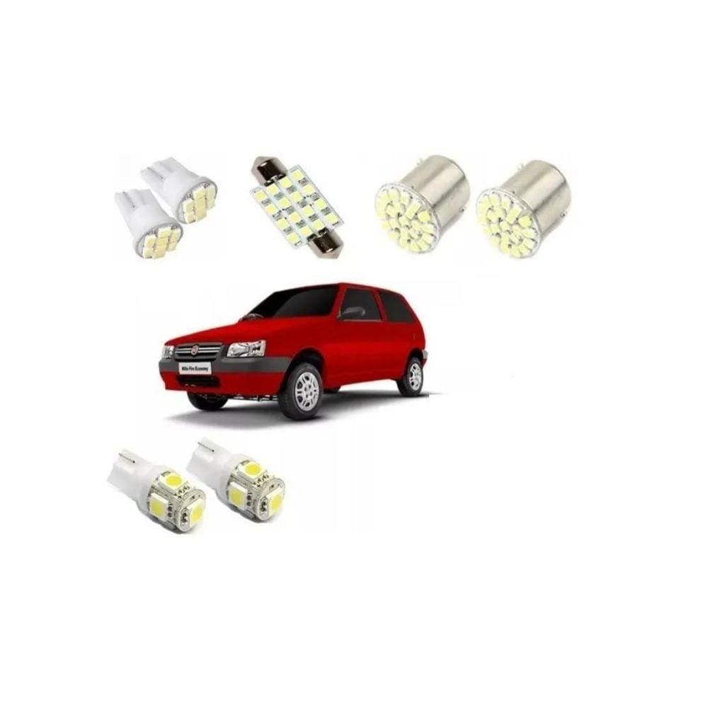 Kit Lâmpada Led Fiat Uno Mille Fire Way Luz Placa Ré Torpedo