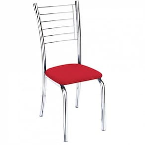 Cadeira Lara Cromada Para Cozinha Corino Vermelho