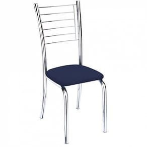 Cadeira Lara Cromada Para Cozinha Corino Azul