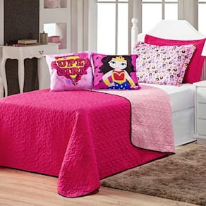 Cobre Leito Super Girl Almofadas 05 Peças