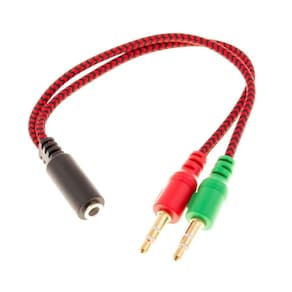 Cabo Adaptador Nylon Fone P3 Femea x 2 P2 Macho (KP-MPP02)