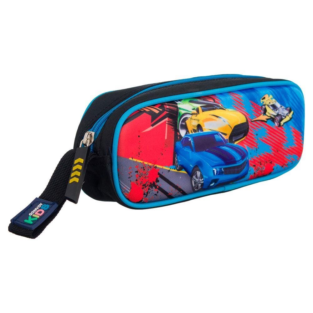 Estojo Escolar Infantil 3D Azul Carros - Convoy YS42023