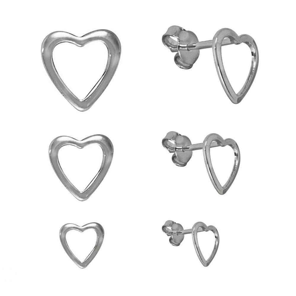 Brinco Trio Coração Banhado a Prata