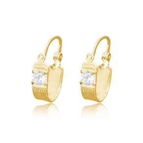 Brinco Argola com Pedra Banhado a Ouro
