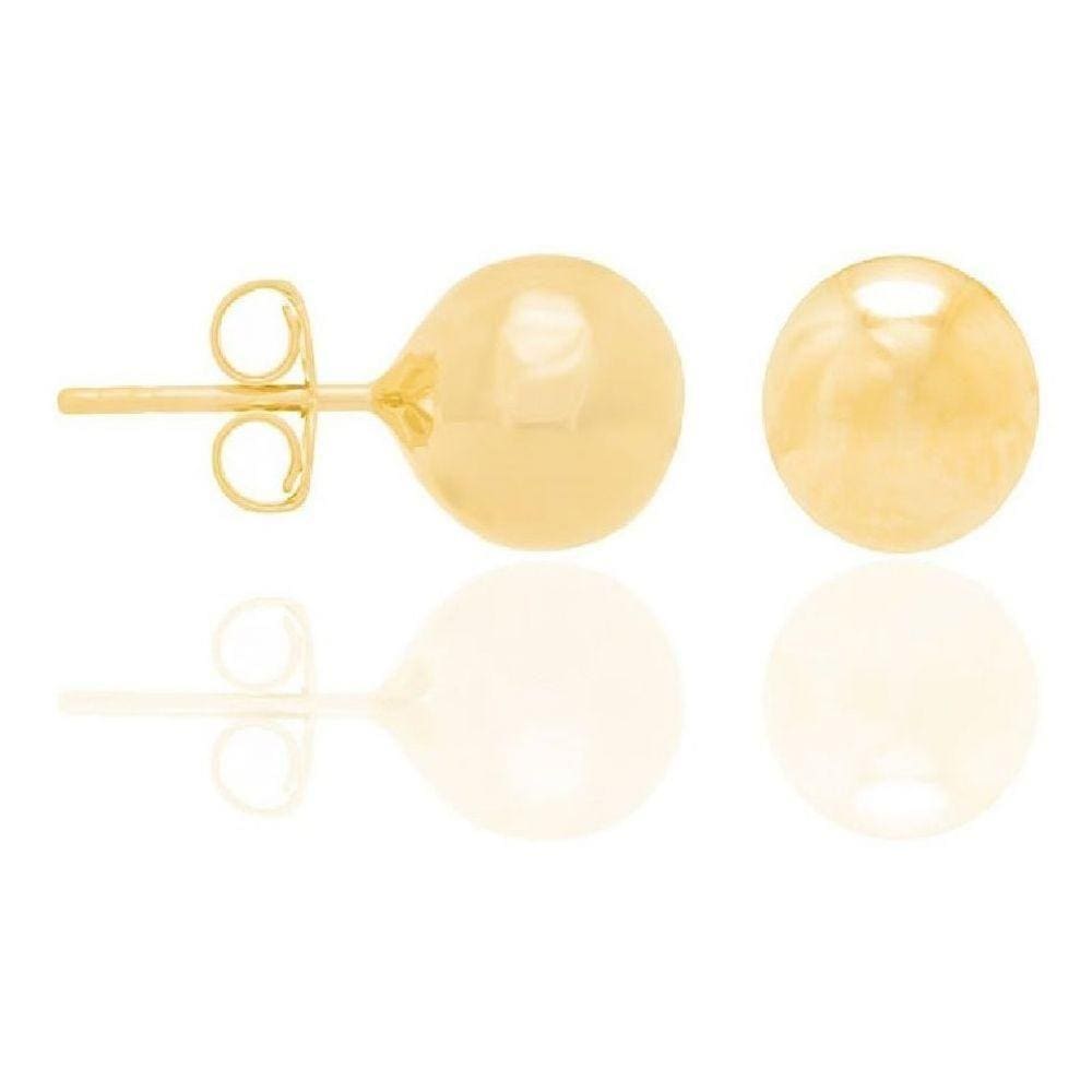 Brinco Rommanel Folheado Ouro Bola Grande 8mm Lisa Dourado