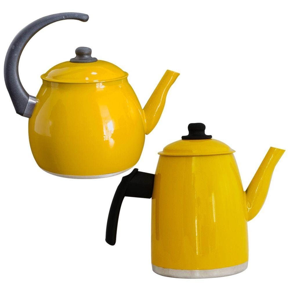 Kit Chaleira E Bule Gulê Alumínio 2 Peças Amarelo