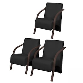 Kit 3 Poltronas Decorativas Vênus 1 Lugar Braço Pé Madeira D Salla Tecido Sintético (Courino)