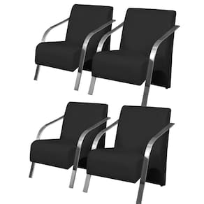 Kit 4 Poltronas Decorativas 1 Lugar Vênus Braço Pé Alumínio DSalla Tecido Sintético (Courino)