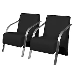 Kit 2 Poltronas Decorativas Vênus 1 Lugar Braço Pé Alumínio DSalla Tecido Sintético (Courino)