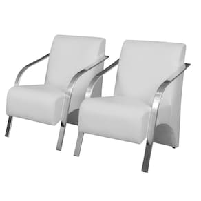 Kit 2 Poltronas Decorativas Vênus 1 Lugar Braço Pé Alumínio DSalla Tecido Sintético (Courino)