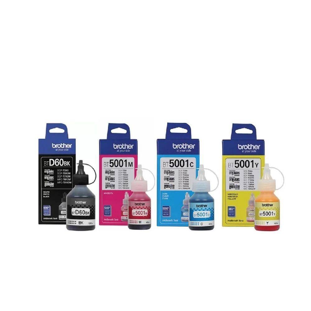 KIT 4 REFIL TINTA BROTHER D60/BT5001 Para T300 T700W | Casas Bahia