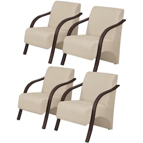 Kit 4 Poltronas Decorativas 1 Lugar Jade Braço Madeira DSalla Suede