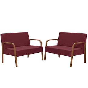 Kit Poltrona Decorativa 2 Namoradeiras Luna Braço Madeira D Salla Suede