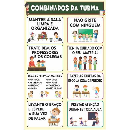 Combinados Da Turma Escolar Painel Lona | Casas Bahia Combinados Da Turma Escolar Painel Lona | Casas Bahia