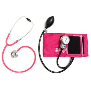 Kit Esfigmomanômetro Rosa E Estetoscópio Duosson Cjpa201
