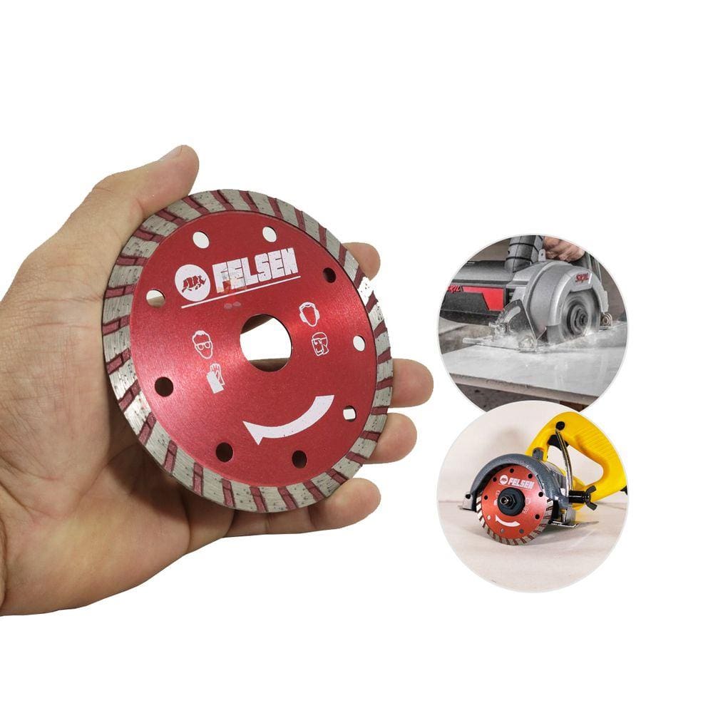 Disco diamantado turbo para cortes em marmore granitos alvenaria tijolos e telhas com precisão e rendimento - Felsen