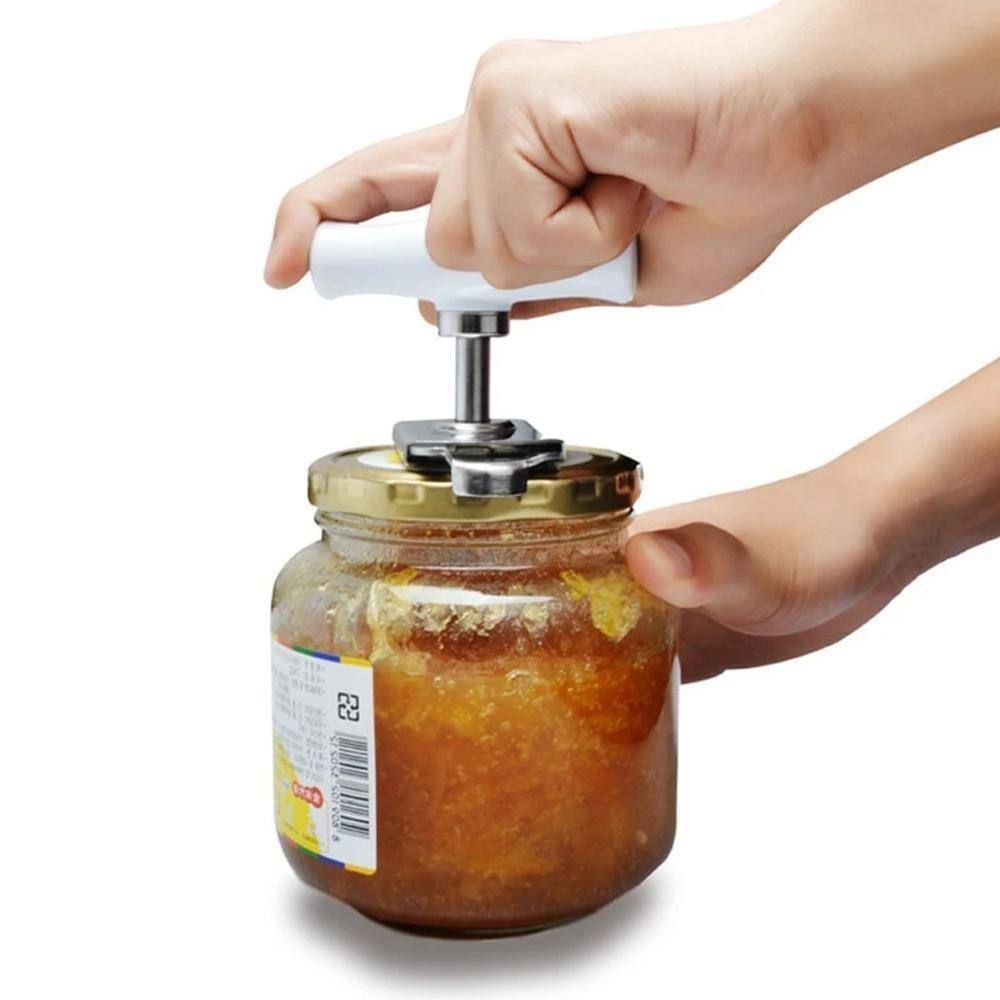 Abridor Frascos Pote Garrafa Branco Aço Inox Seguro Conforto