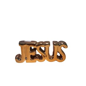 Enfeite Em Porcelana Para Estante Nome Jesus Rose Gold