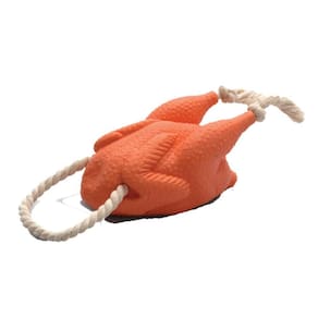 Frango De Borracha Com Corda Brinquedo Para Pet 24 Cm