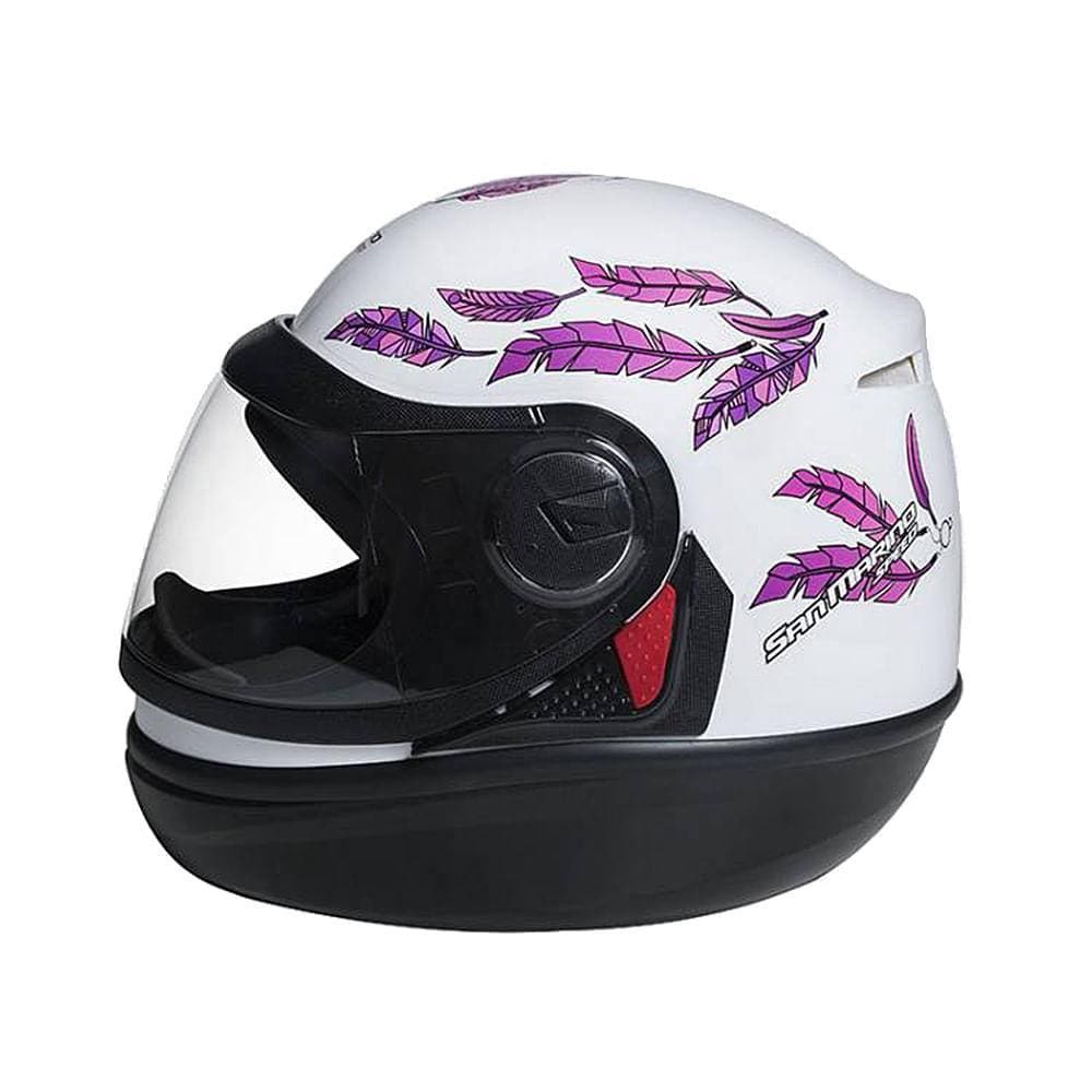 Capacete Moto San Marino Speed Fly Branco e Rosa Tamanho 60