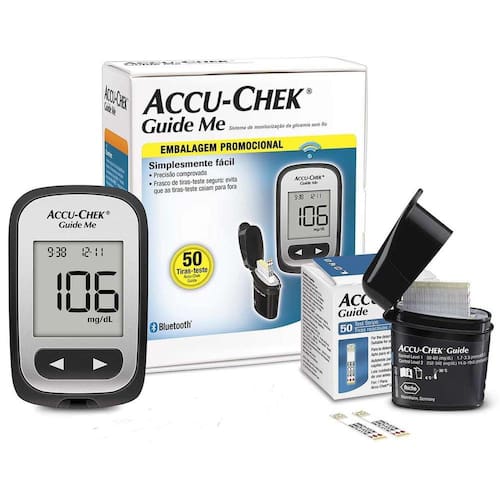 Aparelho de Glicose Accu-Chek Guide Me Kit+50Tiras Menor preço em Aparelho de Glicose Accu-Chek Guide Me Kit+50Tiras