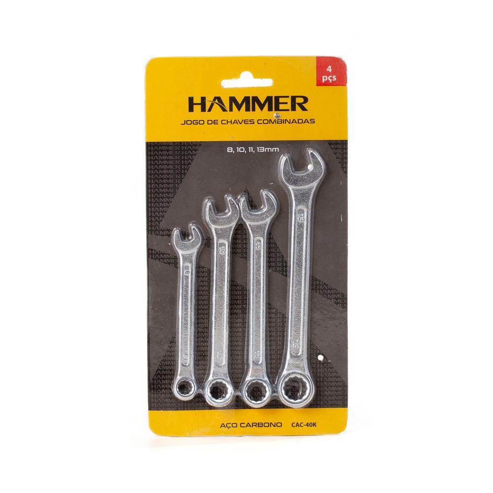 Kit 4 Peças Chave Combinada Aço Carbono Hammer - CAC-40K