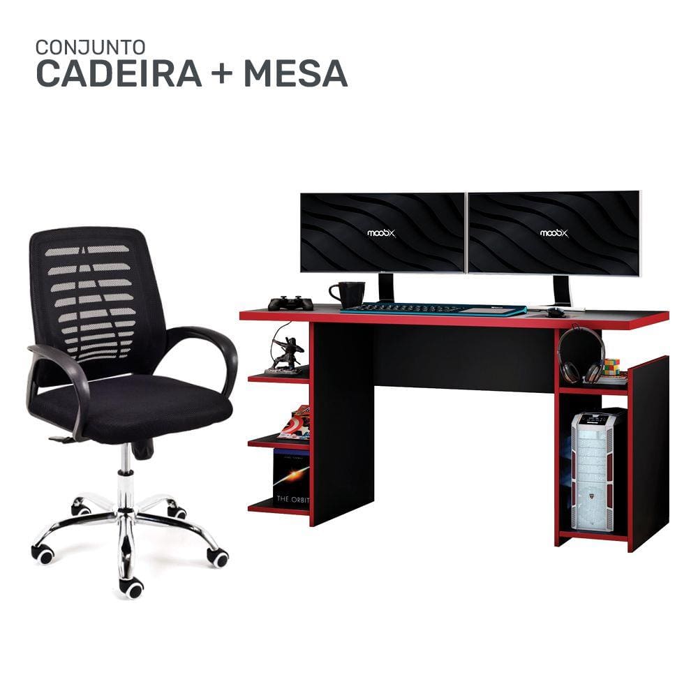 Pc gamer com cadeira e mesa