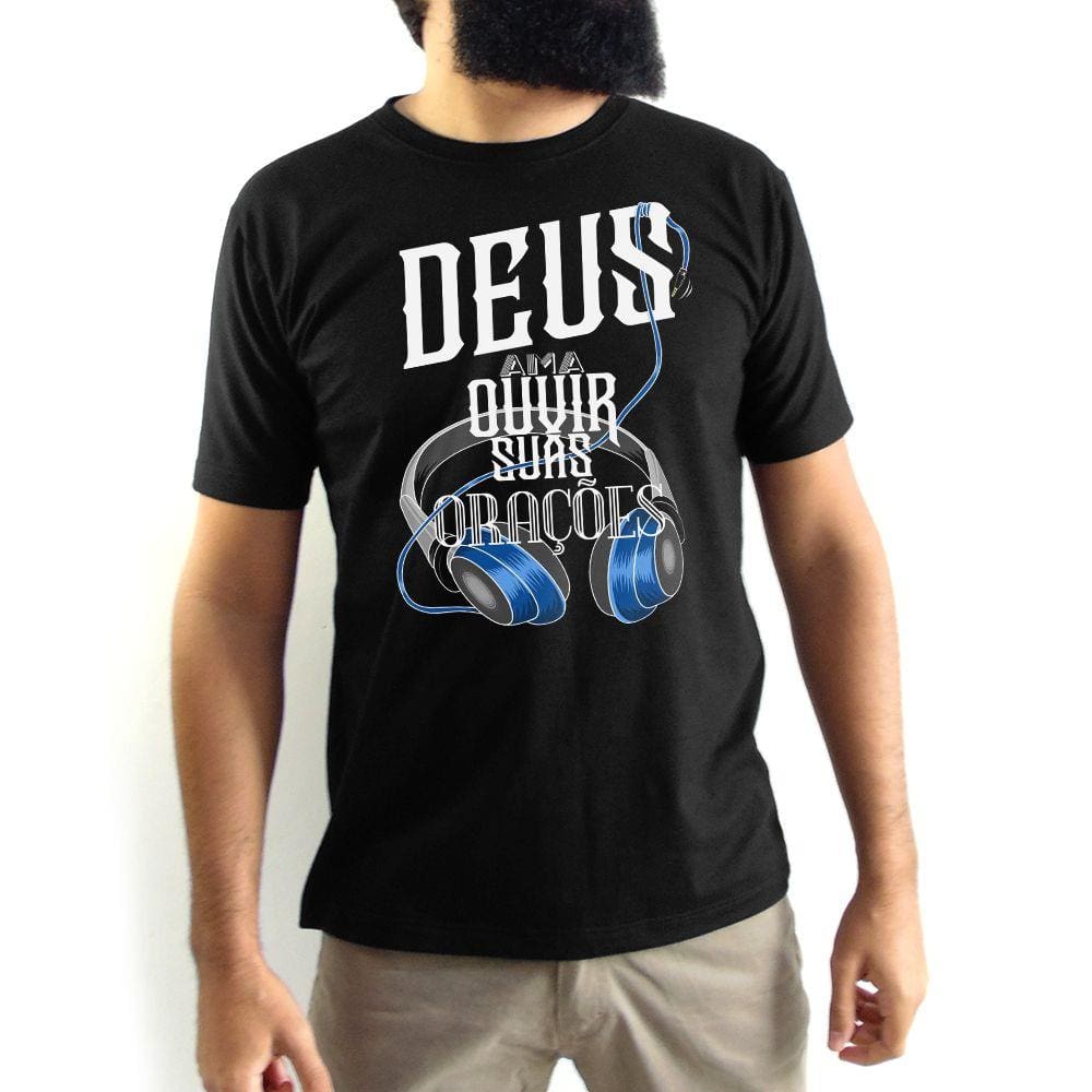 Camiseta Masculina Fone Deus Preta