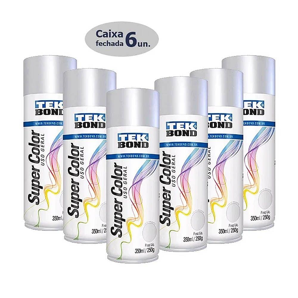 Kit 6 Un. Tinta Spray Uso Geral Tekbond 350ml Aluminio