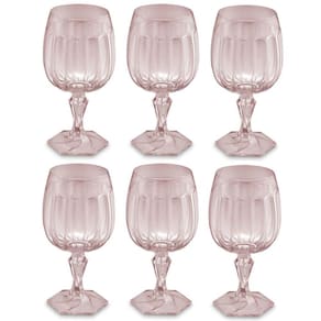 Conjunto 6 Taças Para Água Tomar Suco 350ml Poliestireno UZ Samba Transparente Rosa