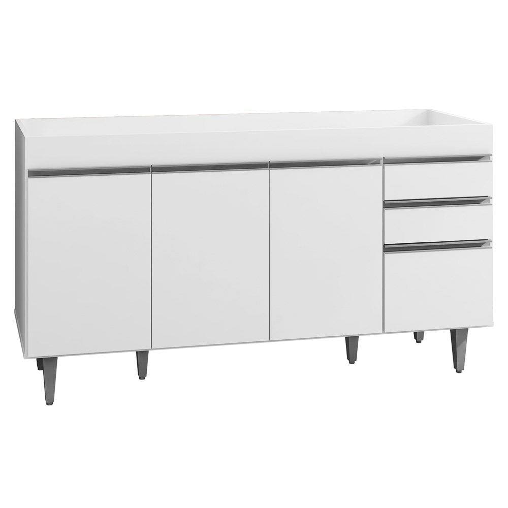 Balcão Gabinete de Pia sem Tampo 150cm 4 Portas 2 Gavetas Marrocos Branco - Lumil