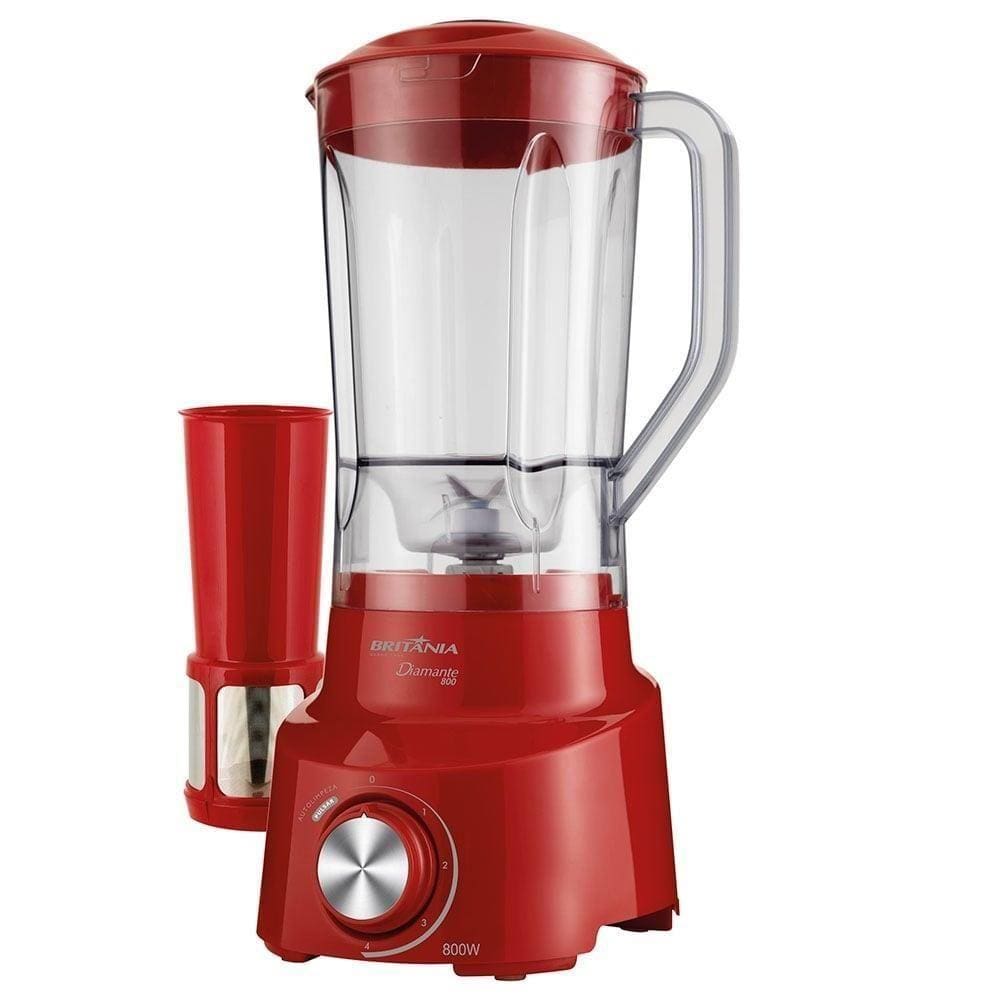 Liquidificador Britânia DIAMANTE 800 VM, 900W, 4 Vel + Pulsar, Vermelho - 220V