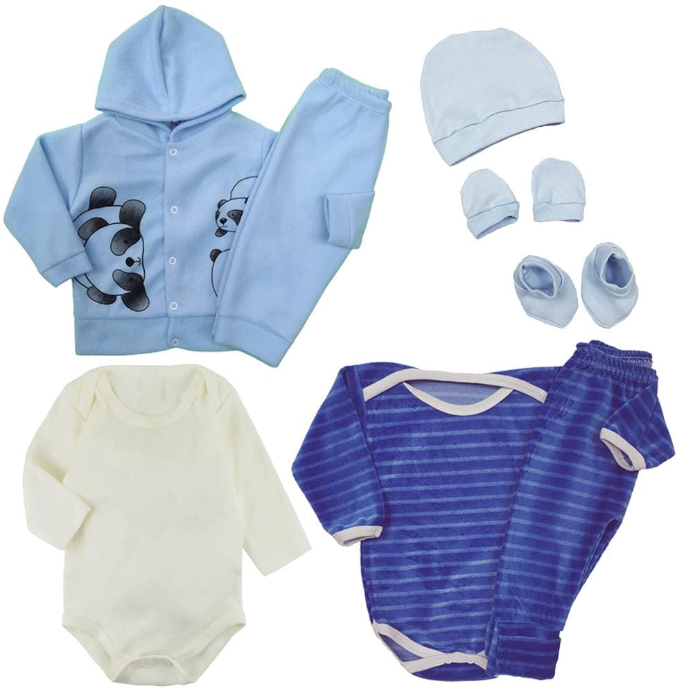 Kit 4 Peças Bebês Conjunto Plush e Soft Peluciado Body Touca