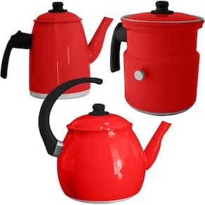 Kit Chaleira E Bule Gulê Alumínio 2 Peças Vermelho