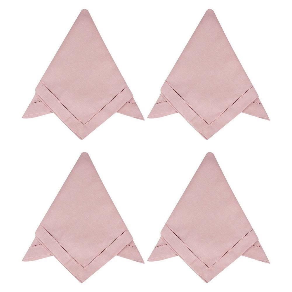 Kit 4 Guardanapos Tecido Ponto Ajour 40x40cm Rosa Chá 4 Peças - Jolitex