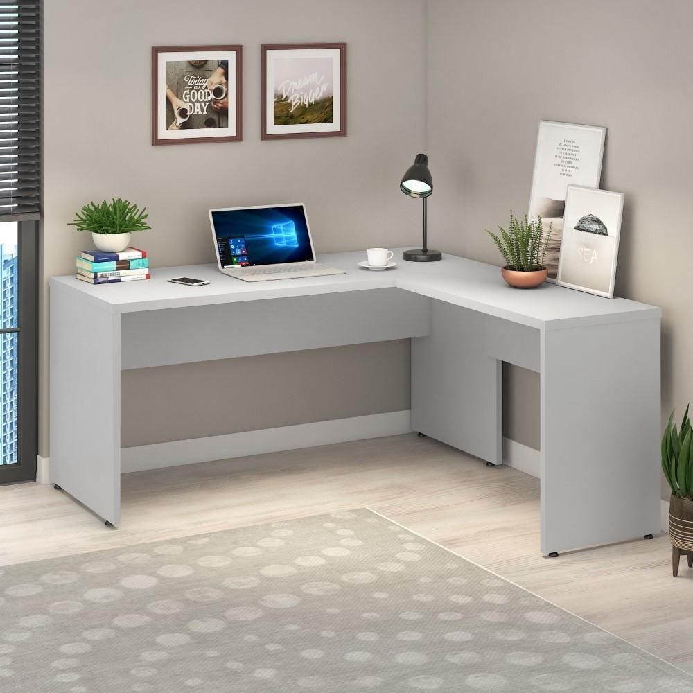 Mesa Em L Escrivaninha Home Office 150cm Cinza