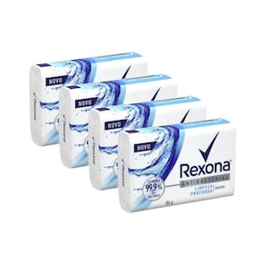 Kit 4 Sabonetes em Barra Antibacterial Limpeza Profunda Rexona 84g