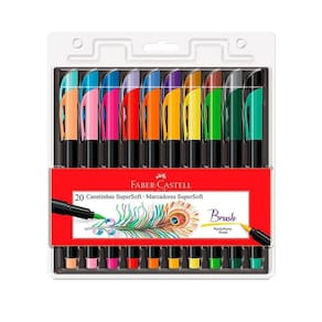 Canetinhas Brush Hidrocor Supersoft 20 Cores Faber Castell