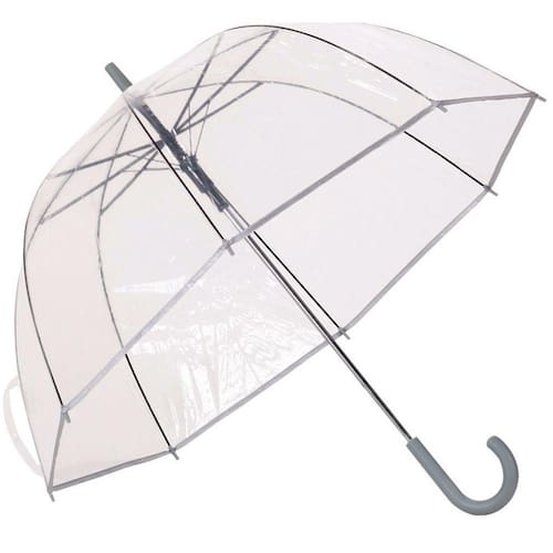 imagem-Guarda Chuva Automático Com Cabo Curvo Sombrinha Transparente E Cinza Fazzoletti - Transparente - não possui