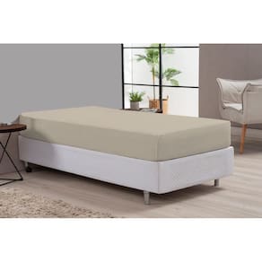 Lençol Avulso 80% Algodão Cáqui Cama Solteiro 180 Fios