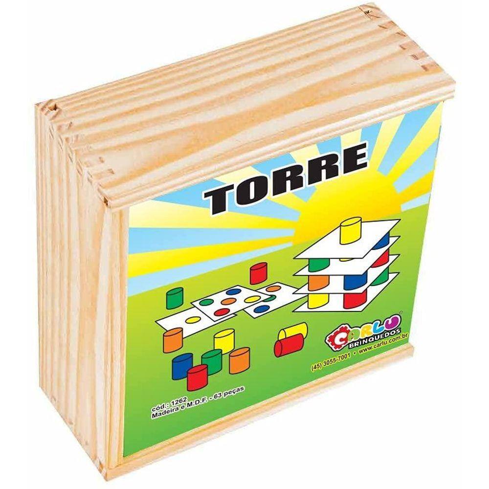 Jogo Torre Inteligente Madeira Montessori Estratégico Brinquedo