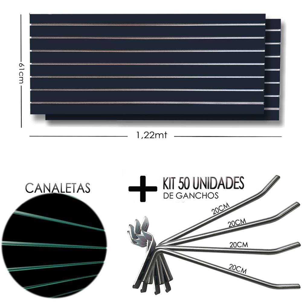 2 Paineis Canaletado Preto -1,22 x 0,61 + 50 Gancho 20cm + Canaletas VERDE
