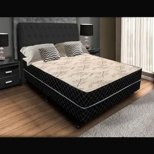 imagem-Cama Box Casal Conjugada Unyco D28 Ortopédico Floral E Preta (1,38x0,42x1,88) - Preto 