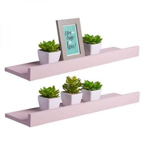 Kit 2 Prateleiras Porta Quadros 60 X 15cm Rosa Claro